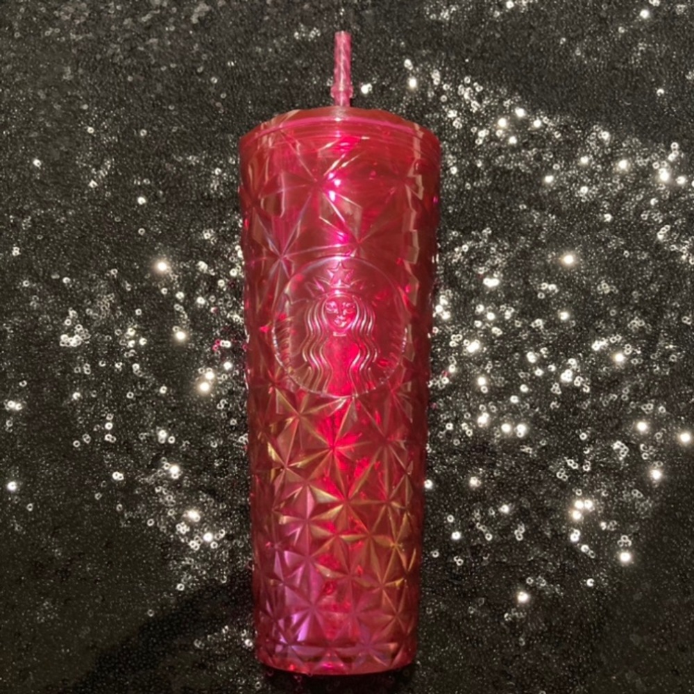 Starbucks Venti Tumbler Fuchsia Flower Pink Prism 24oz Cold Cup Summer 2024 NWT - Picture 15 of 17